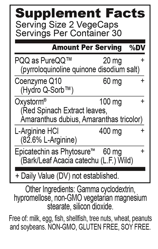 E=MC2 Endurance Formula Supplement Facts